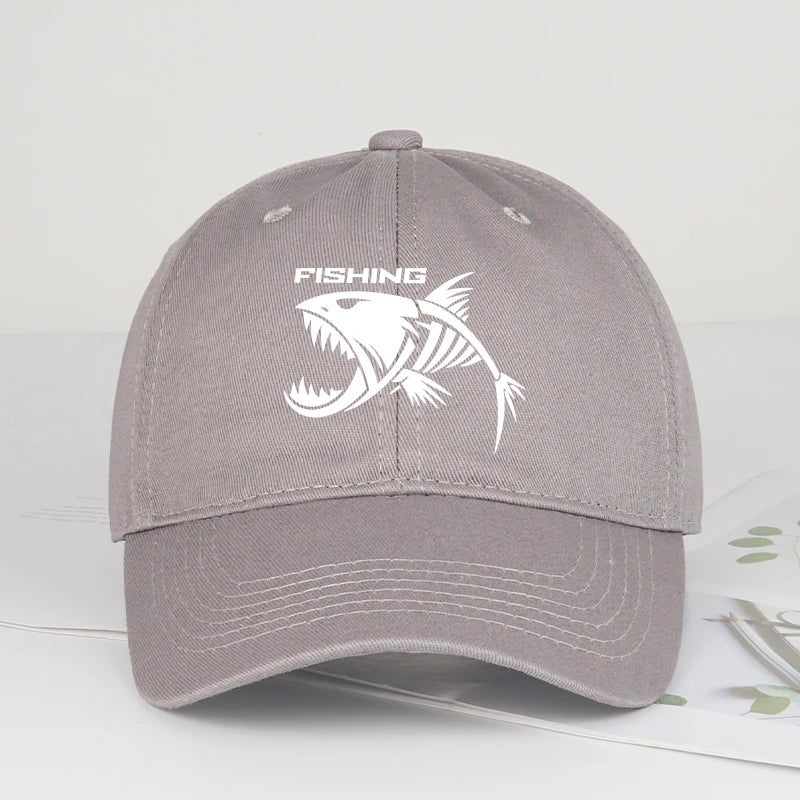 Outdoor Fishing Skeleton Fish Printed Baseball Cap