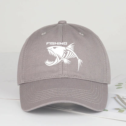 Outdoor Fishing Skeleton Fish Printed Baseball Cap