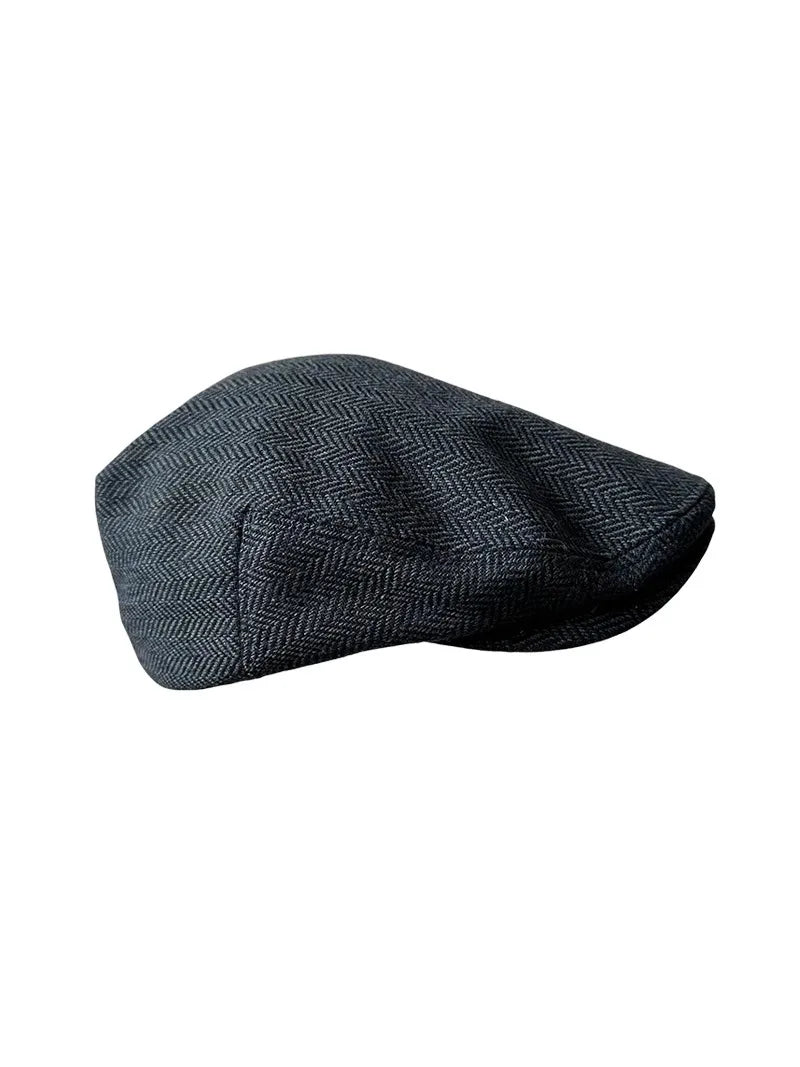 New Autumn Winter Blue Herringbone Hats Men Berets Cap