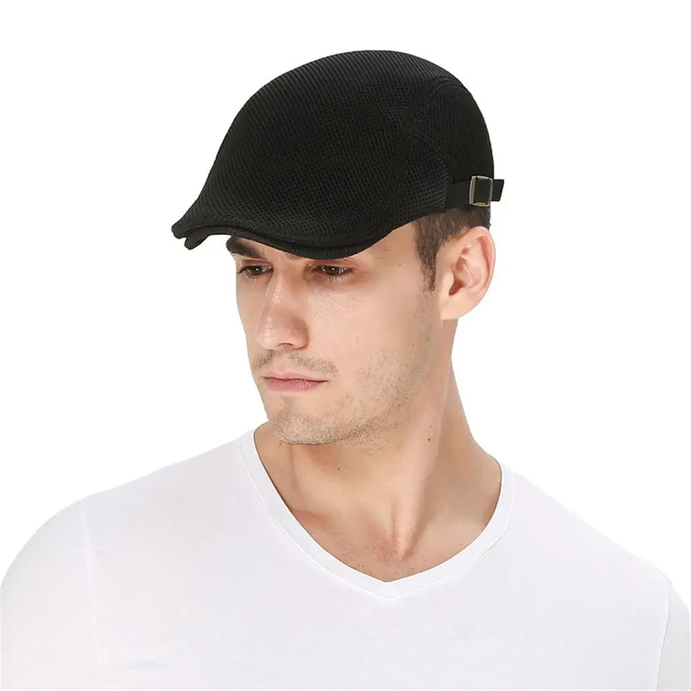 Summer Mesh Newsboy Style Peaked Cap Golf Hat Breathable Beret Hat