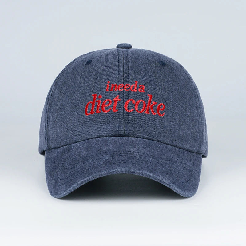 “I Need A Diet Coke” Embroidered Washed Baseball Cap