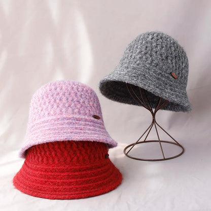2025 Knitted Bucket Hat Fashion Color Block Women's Hip Hop Cap