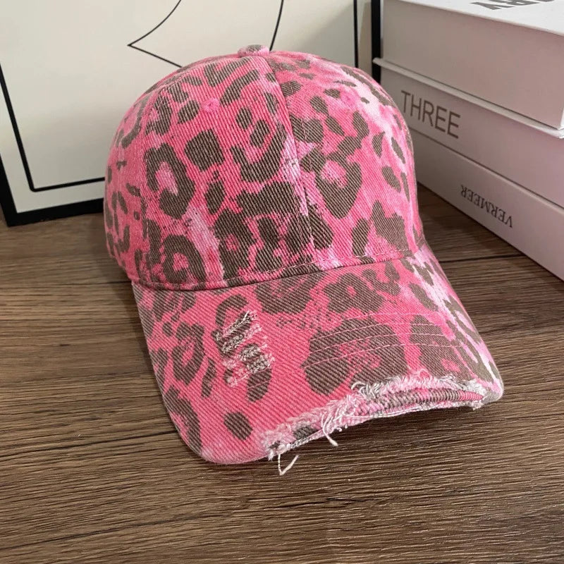 Fashion Leopard Printing Baseball Cap For Women Cotton Soft Top Women Caps