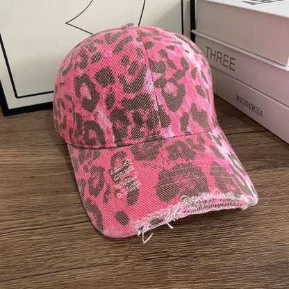 Fashion Leopard Printing Baseball Cap For Women Cotton Soft Top Women Caps