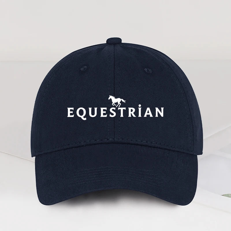 Equestrian Themed Horse Logo Print Soft Top Baseball Cap Soft Comfortable Breathable Adjustable Retro