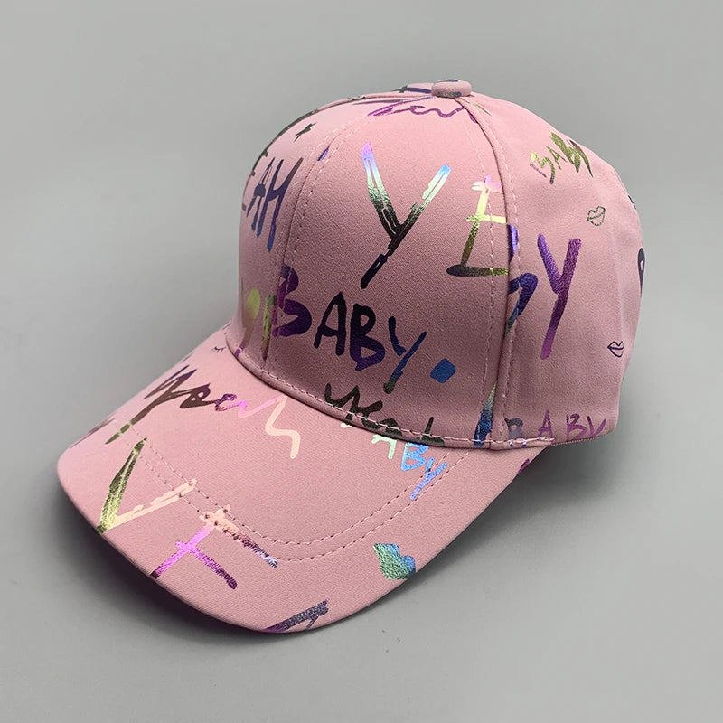 Cool Shiny Gradient Graffiti Letter Kpop Men Women Baseball Hats