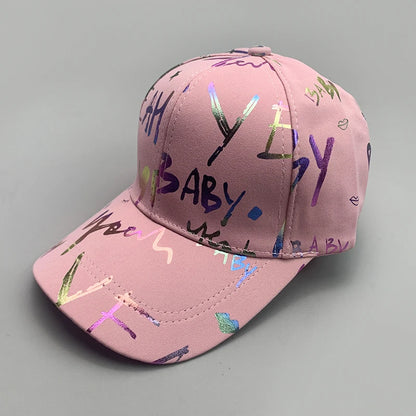 Cool Shiny Gradient Graffiti Letter Kpop Men Women Baseball Hats