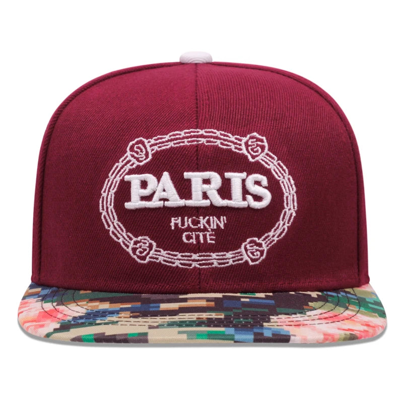 Creative Baseball Hat Paris Embroidered Flower Printed Hip Hop