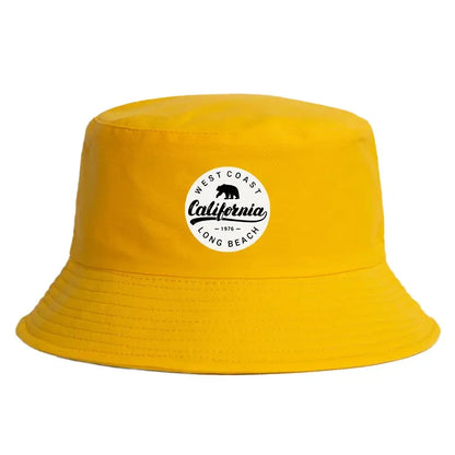 Summer 1976 California Long Beach Print Bucket Hat Woman Man
