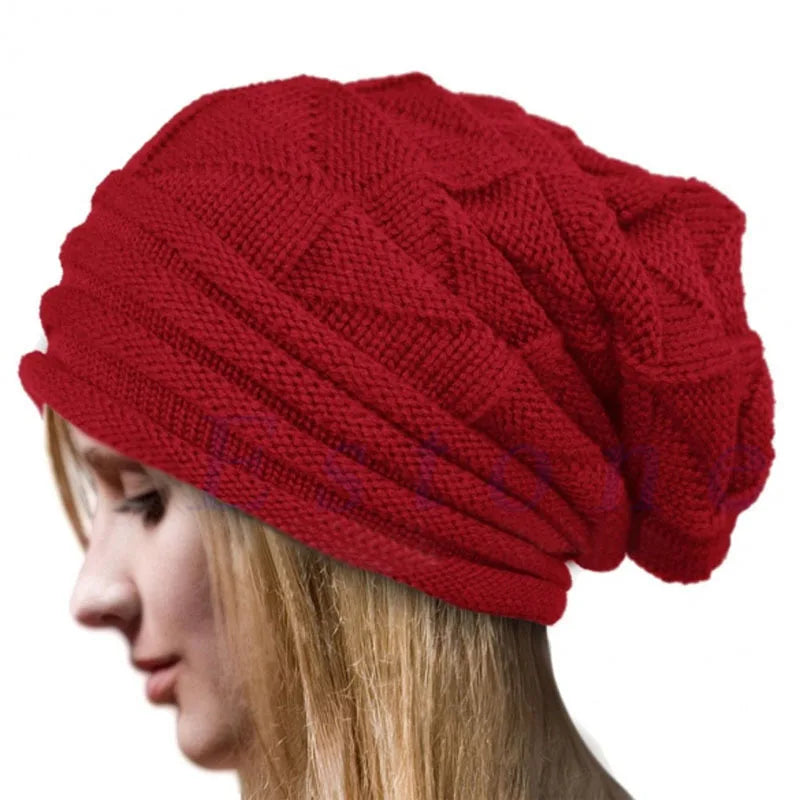 Knitted Baggy Beanie Oversized Winter Hat Ski Slouchy Cap For Women Men