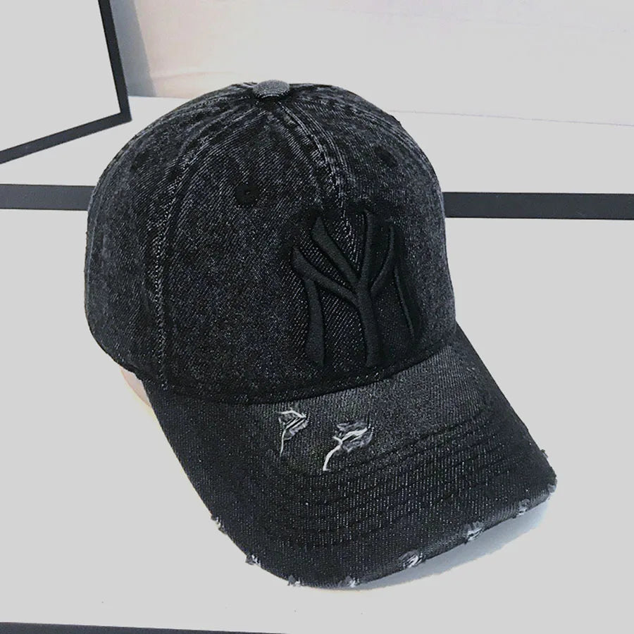 2026 New Unisex Letter Embroidery Hole Denim Baseball Caps