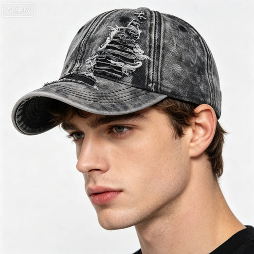 Ripped Denim Jean Baseball Cap Men Women