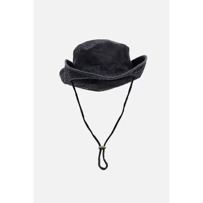 Retro Black Drawstring Fisherman Climbing Hats Stylish Wide Brim Cotton Caps