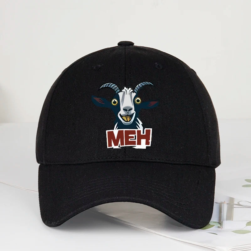 Goat Head MEH Print Soft Top Baseball Cap Soft Comfortable Breathable Adjustable Playful Quirky Trendy Fashionable Unisex