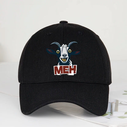 Goat Head MEH Print Soft Top Baseball Cap Soft Comfortable Breathable Adjustable Playful Quirky Trendy Fashionable Unisex