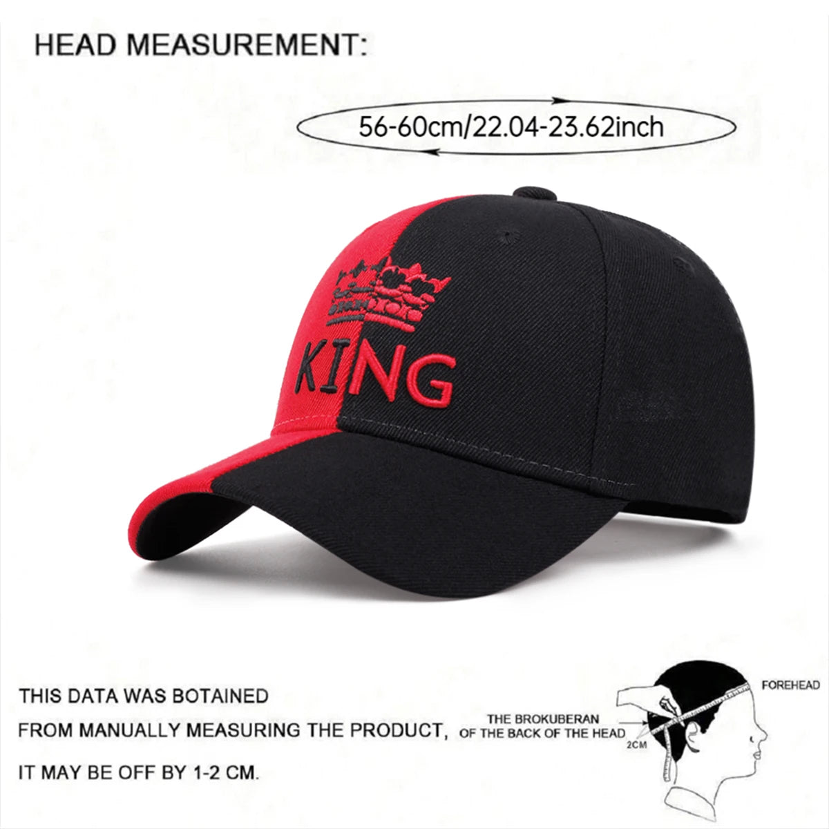 King Crown Double Color Embroidered Men's Trendy Baseball Hat Hip Hop Hat Women's