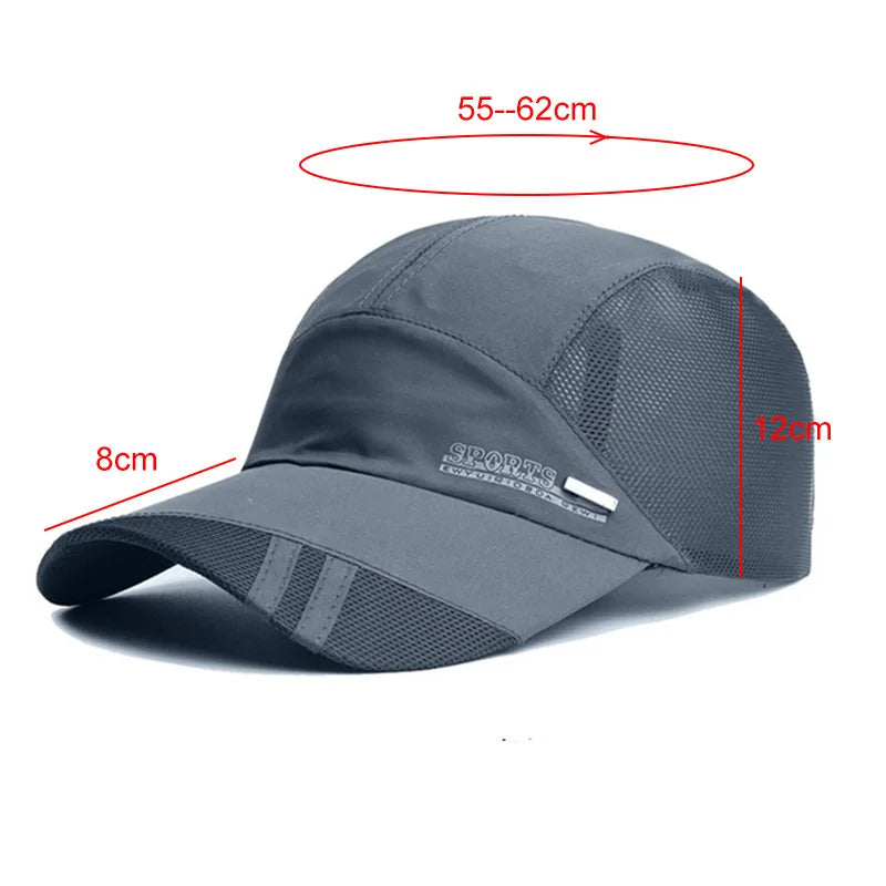 Quick Dry Men Baseball Cap For Sports Cool Mesh Summer Women Sun Hat