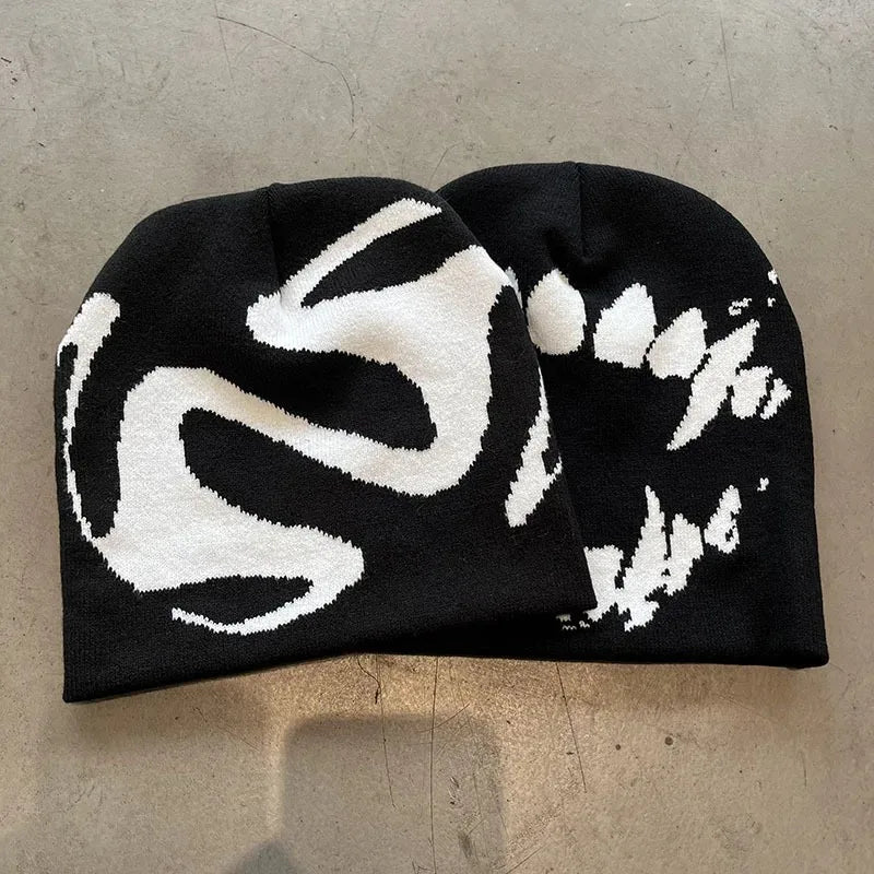 Women Hat Knitting Beanies Goth Tooth Caps Men Y2k Streetwear Winter Fashion