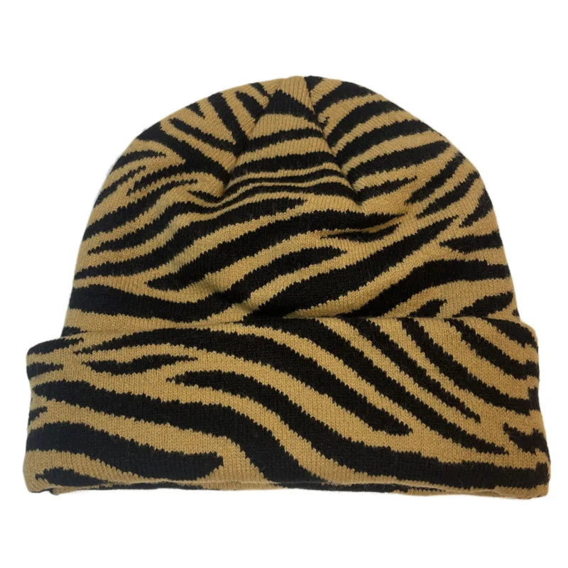 Winter Leopard Knitted Hats For Women Men Outdoor