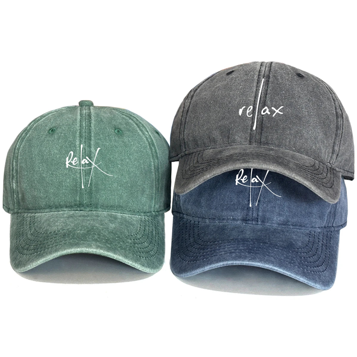 Washed Cotton Snapback Baseball Hat Artistic Text Relax Snapback Hat