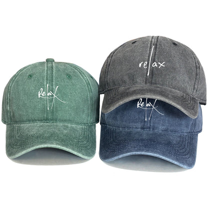 Washed Cotton Snapback Baseball Hat Artistic Text Relax Snapback Hat