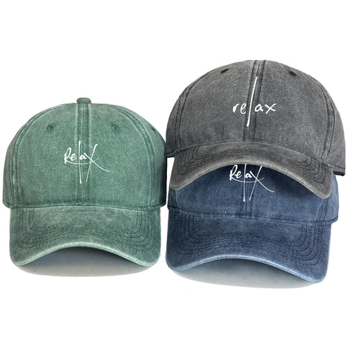 Washed Cotton Snapback Baseball Hat Artistic Text Relax Snapback Hat