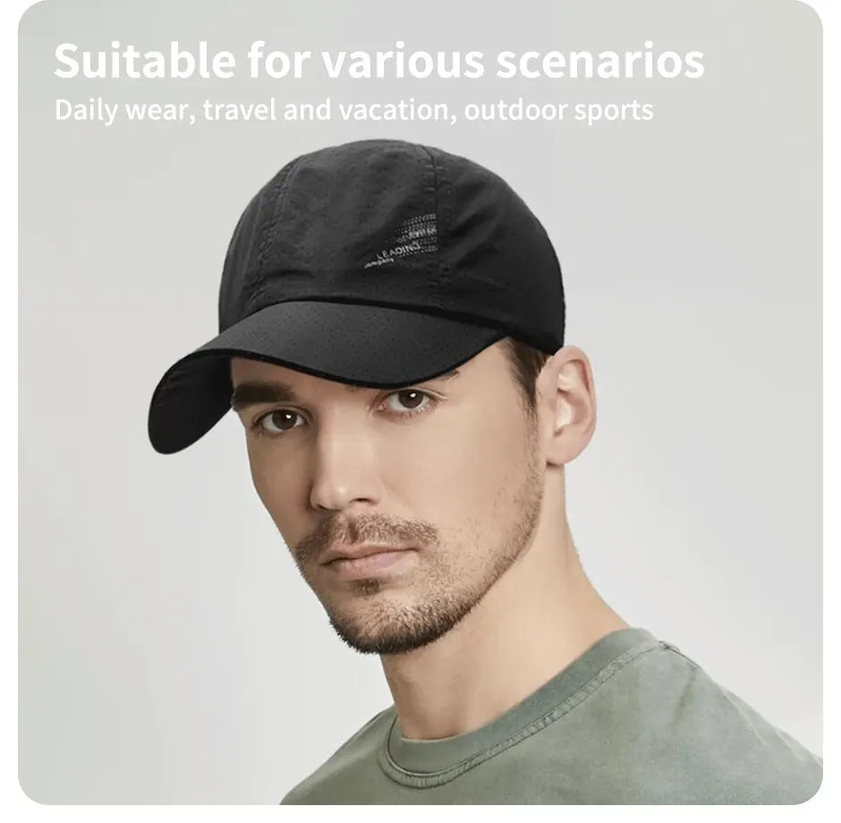 Quick Dry Baseball Cap Outdoor Sports Mesh Breathable Hat Portable Hiking Fishing Sunbonnet Golf Adjustable Cap