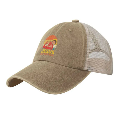 Jesus Has Your Back Jiu Jitsu Retro Christian Print Mesh Baseball Cap
