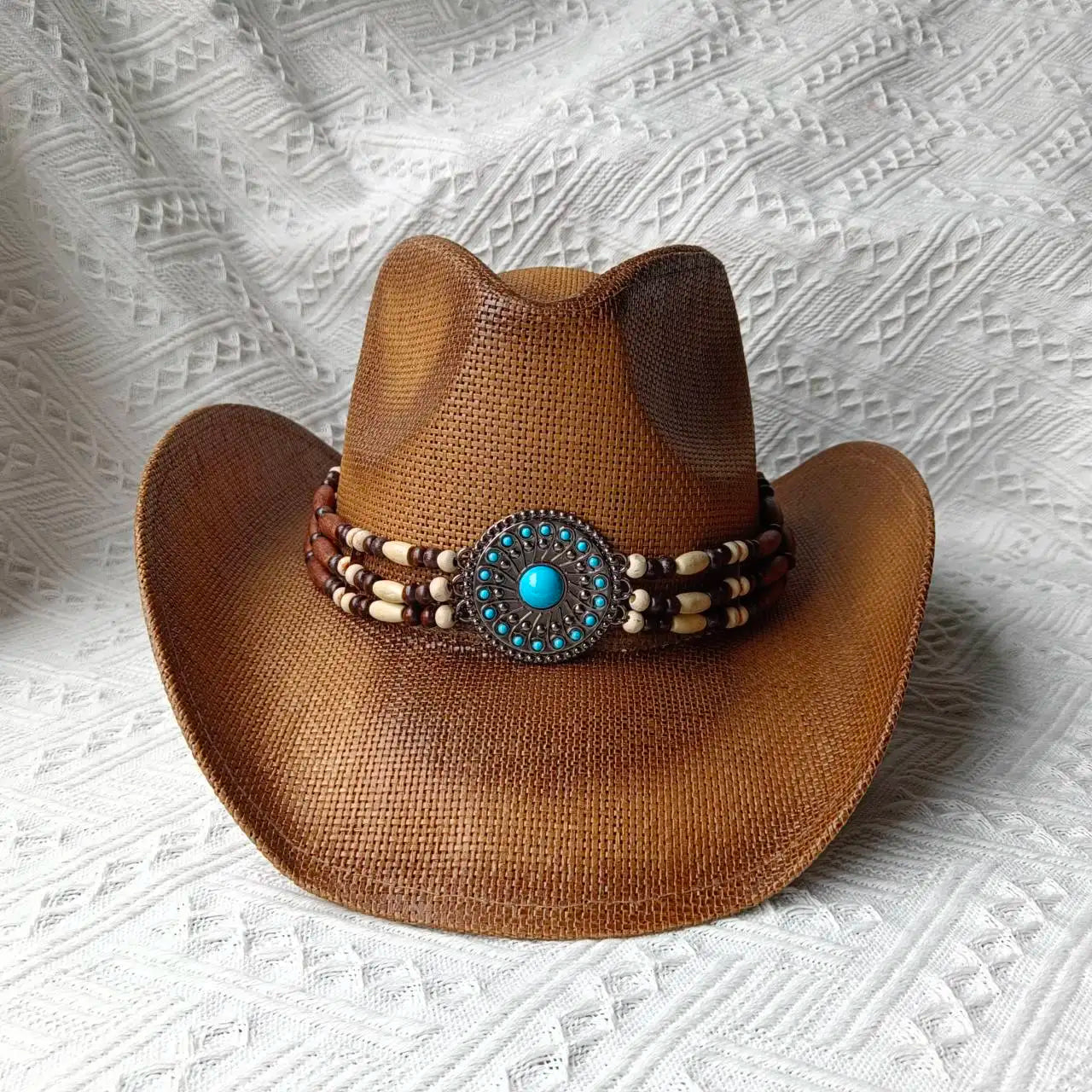 Woven Hard Summer Sapphire Accessories Neutral Cowboy Hat