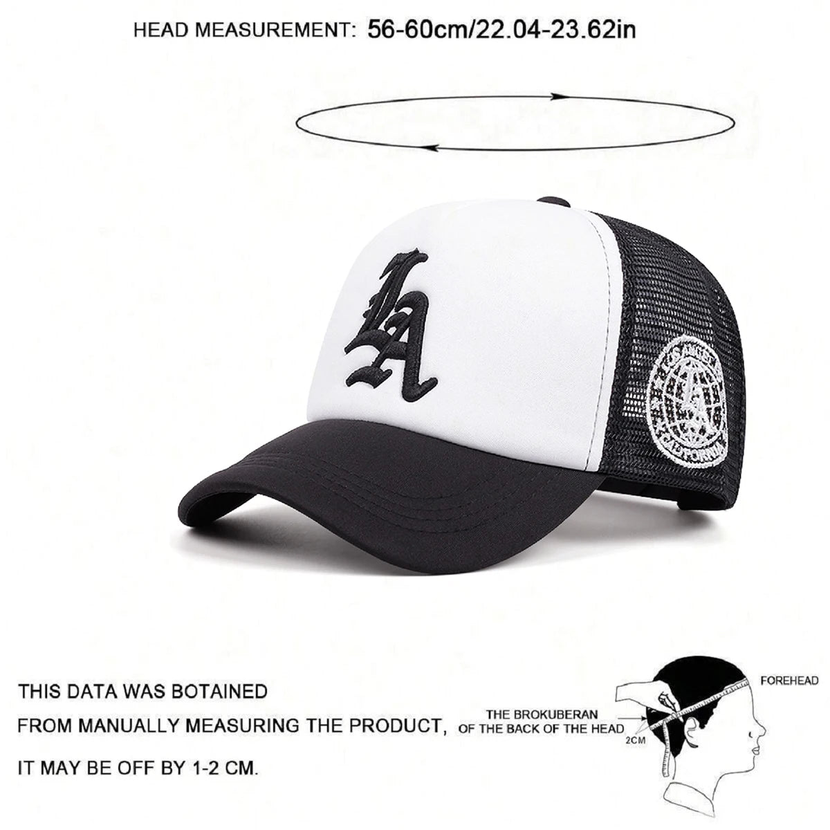 LA Side Embroidered Breathable Mesh Hat Men's Hip Hop Hat Baseball Hat Women's