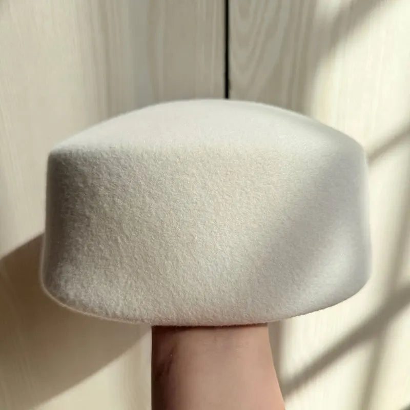 Classic Designer Ladies Black 100% Wool Beret Hat Fancy Felt Hat