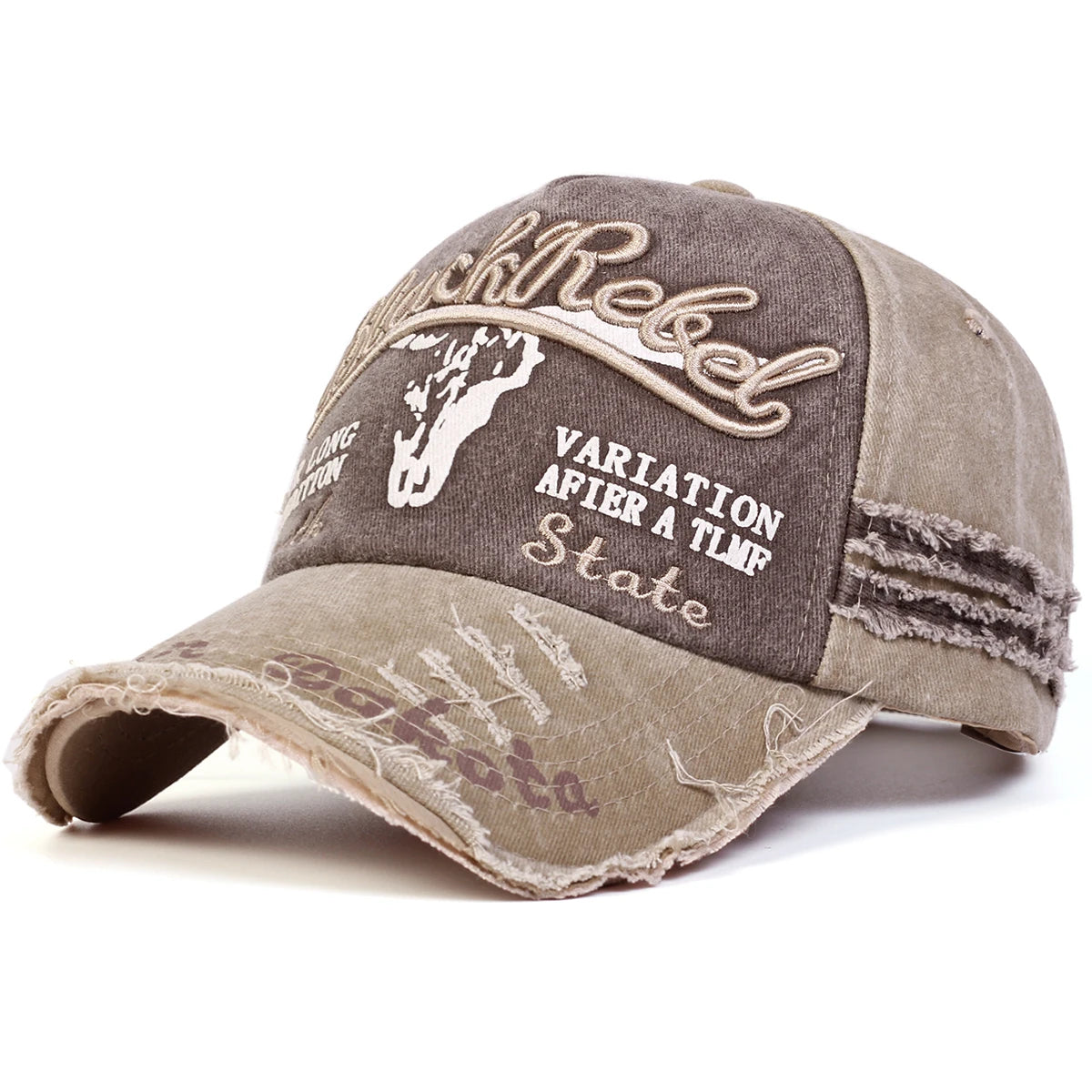 Unisex Black Rebel Letter Embroidery Wash Baseball Caps Outdoor Adjustable Casual Hats Sunscreen Hat