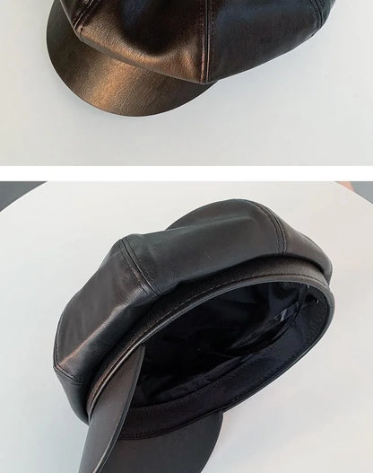 Korean Version Leather Beret, Kids Autumn Winter Octagonal Hat