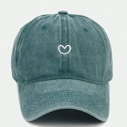 Hand Drawn Heart Hat Women Embroidered Baseball Cap