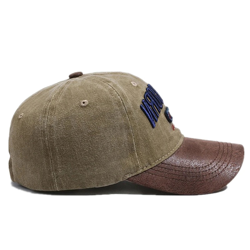 Unisex Cap Washed Cotton AC-DC letter Embroidery Baseball Cap