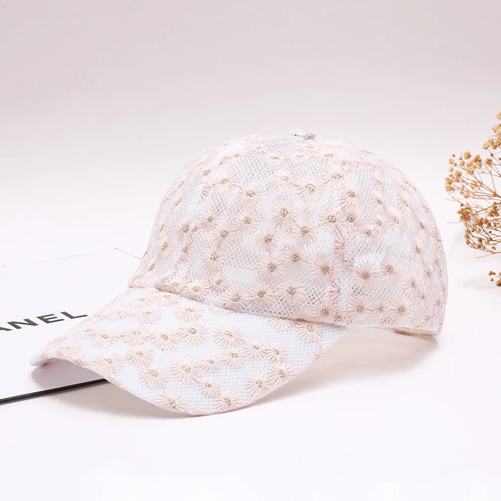 Versatile Water-Washed Lace With Sequins Duckbill Hat