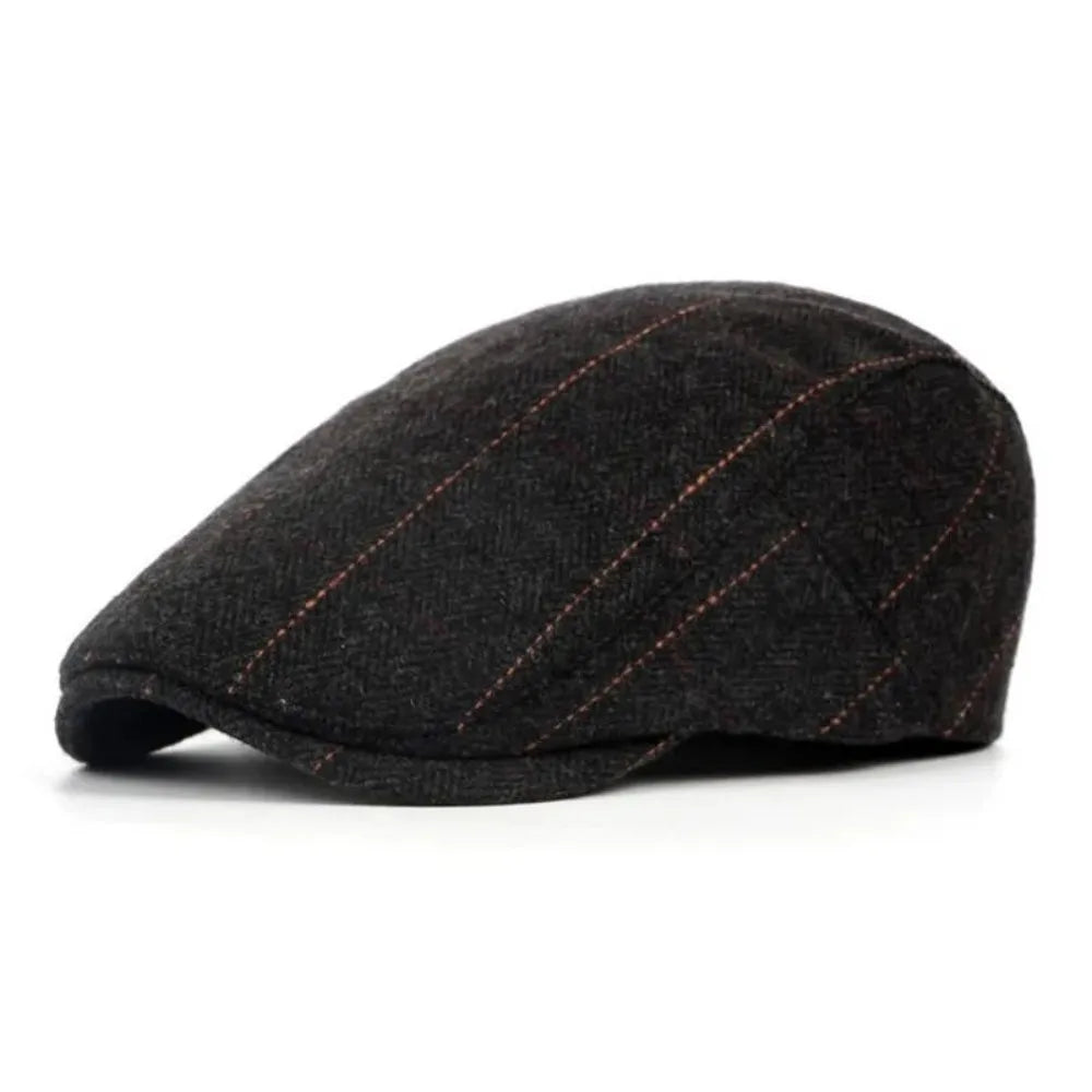 Casual Herringbone Grid Newsboy Caps Wool