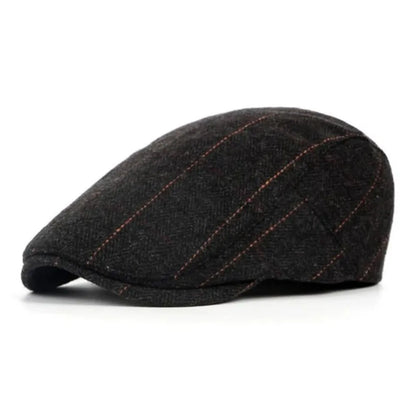 Casual Herringbone Grid Newsboy Caps Wool