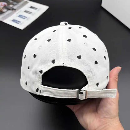 Korean Version Heart Letter Embroidered Polka Dot Baseball Cap