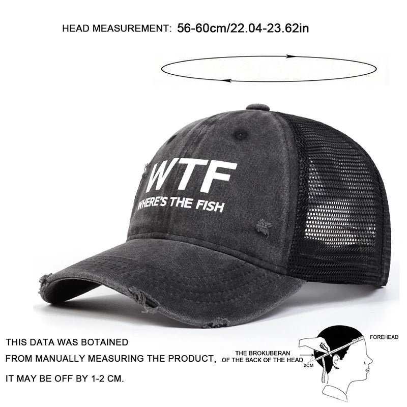 Unisex Wtf Letter Embroidery Wash Baseball Net Caps Hip Hop Cap Spring Summer