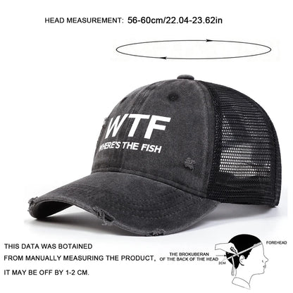 Unisex Wtf Letter Embroidery Wash Baseball Net Caps Hip Hop Cap Spring Summer