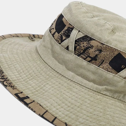 Spring Summer Cotton Letter Embroidery Pattern Bucket Hat