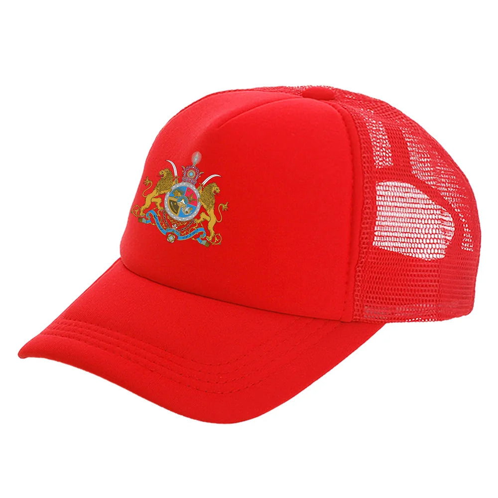 Men Iran Imperial Flag Hat Baseball Cap Cool Summer Unisex Mesh Net Caps