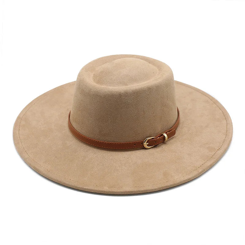 French Style Elegant Dome Hat, Cross-Border New Suede Wide Brim Jazz Hat