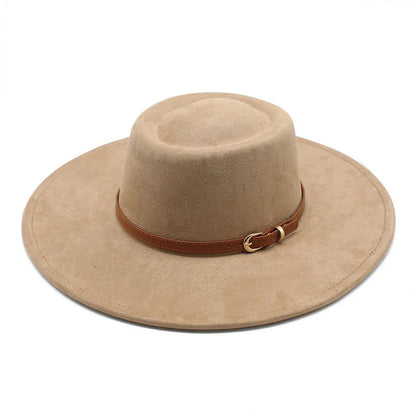 French Style Elegant Dome Hat, Cross-Border New Suede Wide Brim Jazz Hat