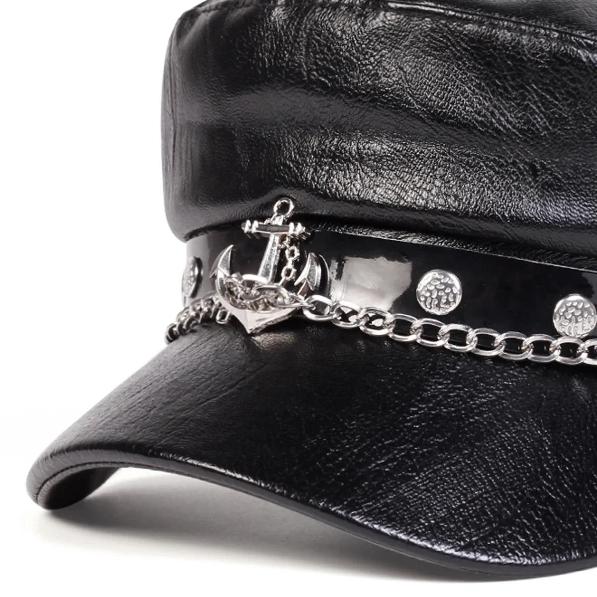 Unisex Ship Anchor Chain Buckle Leather Hat