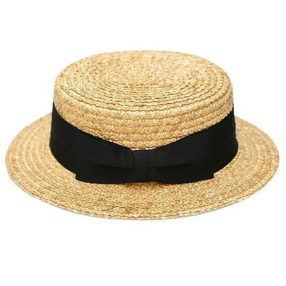 British Striped Natural Straw Hat European And American