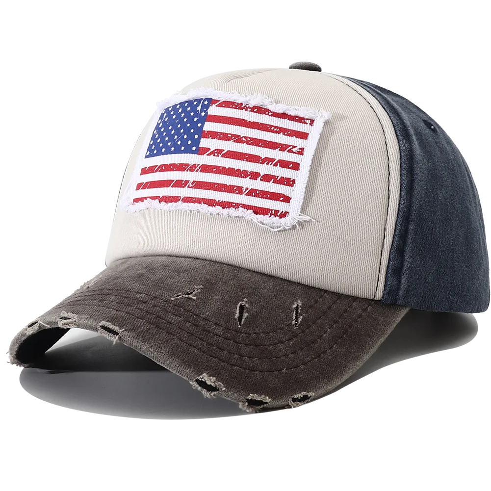 New Designer USA Flag Embroidered Baseball Cap Vintage 5 Panel Snapback