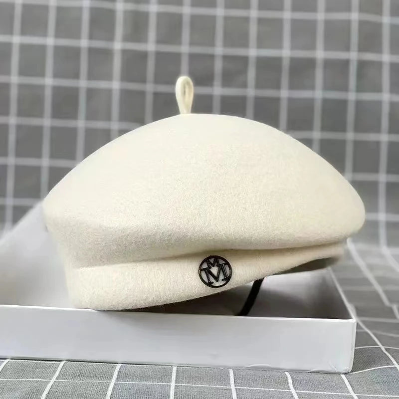 Classic Ladies Beret Hat Fancy Wool Felt Hat Warmer Winter Hat Cap