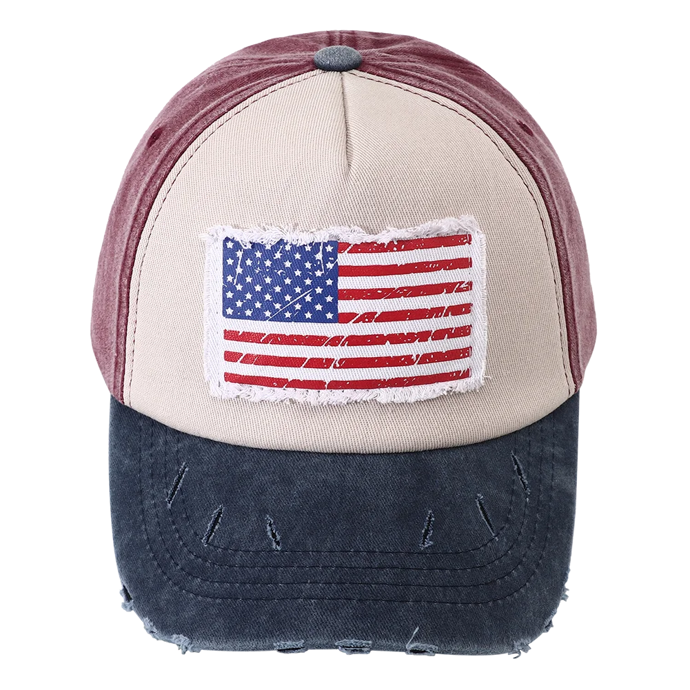 New Designer USA Flag Embroidered Baseball Cap Vintage 5 Panel Snapback